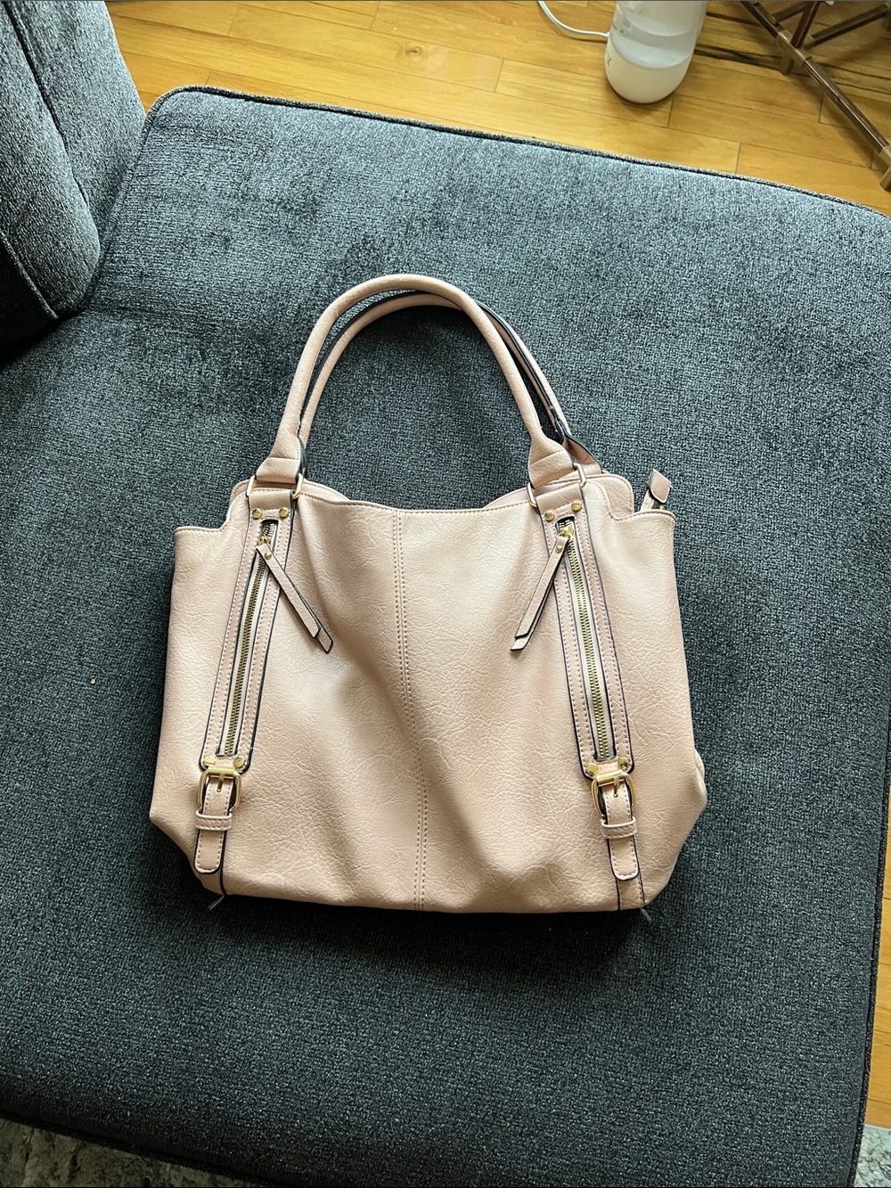 Women's Soft Faux Leather Tote Handbag - Blush Pink